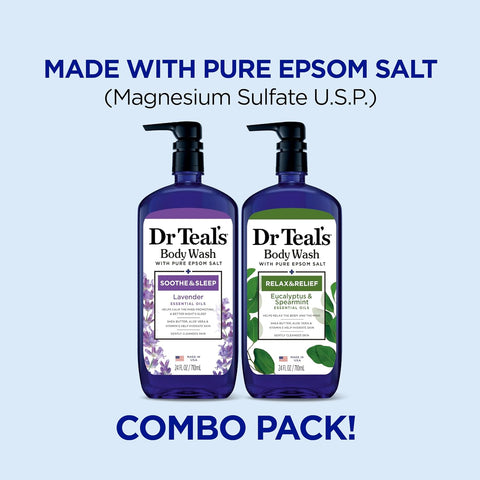 Body Wash with Pure Epsom Salt, Lavender & Eucalyptus, 24 Fl Oz (Pack of 2)