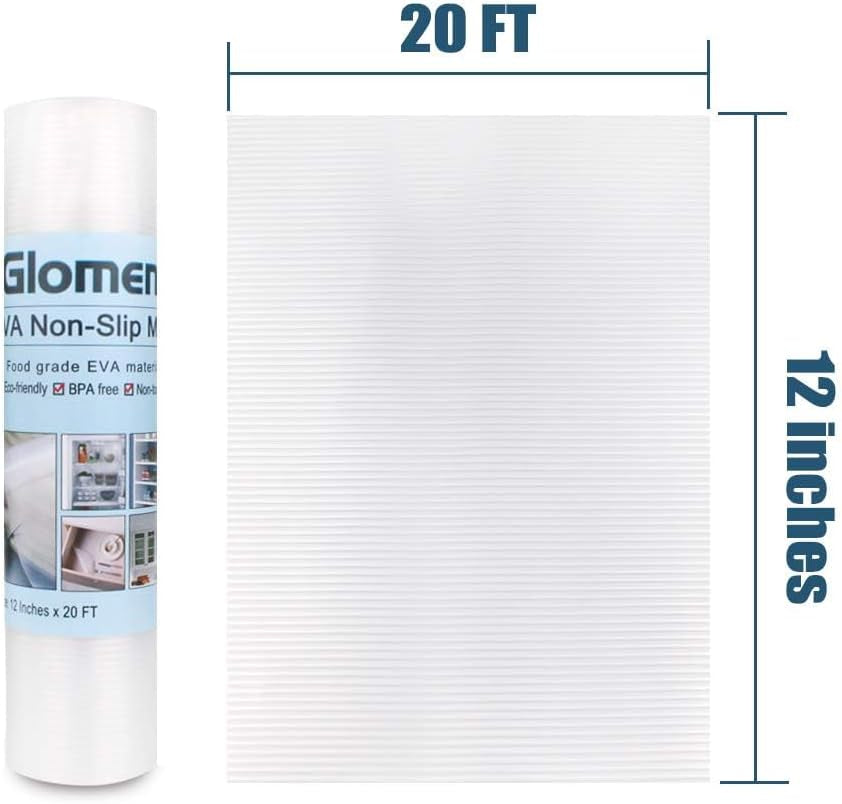 Shelf Liner, Non-Slip Cabinet Liner, Washable Oil-Proof for Kitchen Cabinet, Shelves, Refrigerator, Storage, Desks, 12 Inches X 20 FT, Non Adhesive Drawers