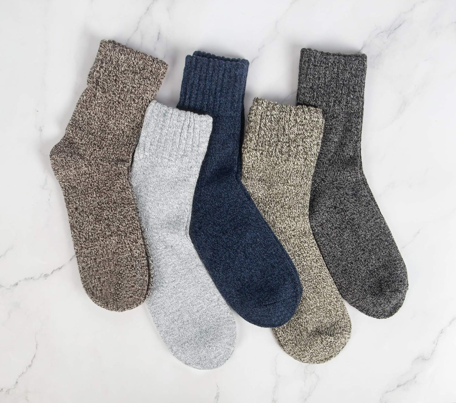 Pack of 5 Womens Winter Socks Warm Thick Knit Wool Soft Vintage Casual Crew Socks Gifts