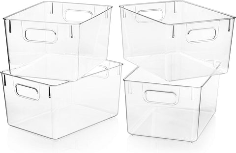 Clear Plastic Storage Bins – Pantry Organizers & Storage Containers, Cabinet Organizer - Home Organization Must Haves for Kitchen, Laundry Room, Office, Closet, Garage & Freezer