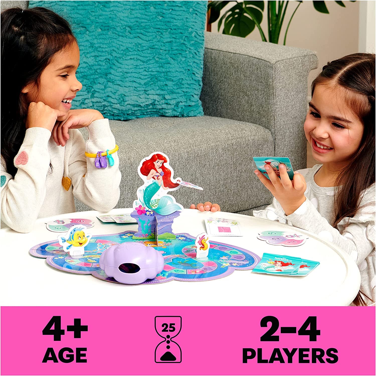 Disney Princess, Charming Sea Adventure Board Game Little Mermaid Toys Featuring Ariel & Friends Fun Game for Family Game Night, for Kids Ages 4 and Up