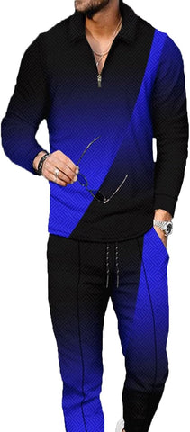 Men'S Polo Track Suit Sets Long Sleeve Mens Outfits 2 Piece Fashion Sweatsuit Comfy Casual Set for Men