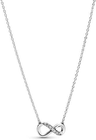 Sparkling Infinity Collier Necklace - Great Gift for Her - Stunning Women'S Jewelry - Sterling Silver & Cubic Zirconia - 19.7"