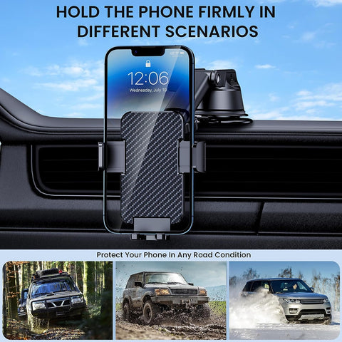 Phone Holders for Your Car 3-In-1 Universal Car Phone Holder Windshield Dashboard Air Vent Cell Phone Car Mount Hands Free Car Phone Mount Fit for Iphone Android Smartphones