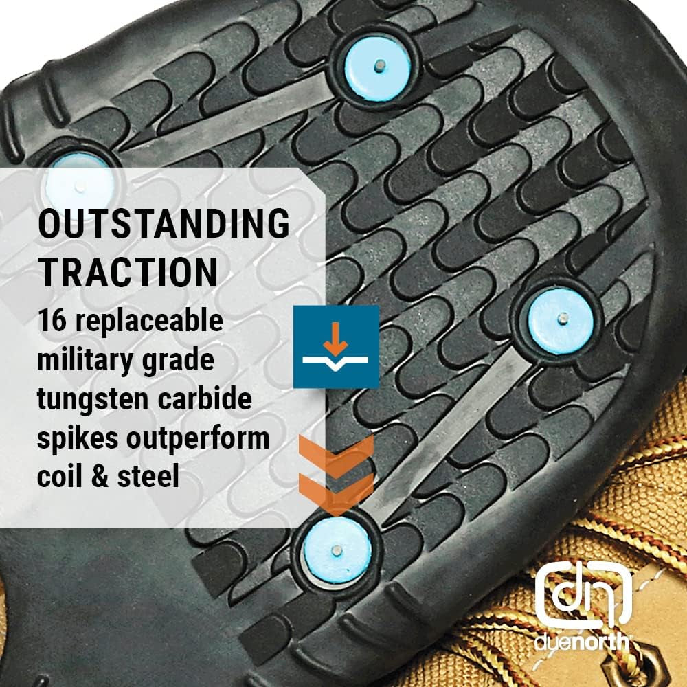 All Purpose Industrial Ice Cleats for Men & Women - Traction Aids for Walking & Working on Snow/Ice - 16 Spikes