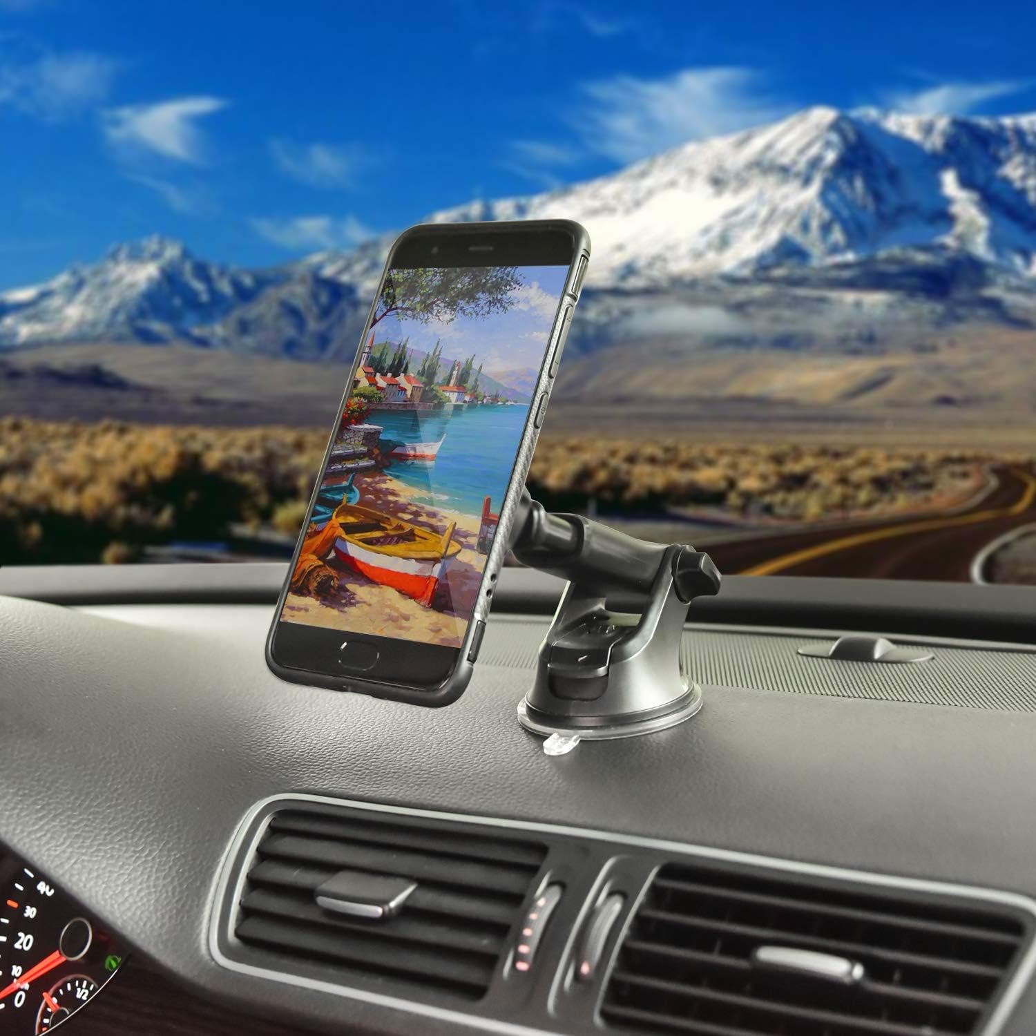 Magnetic Phone Holder for Car, Bling Dashboard/Windshield Sturdy Suction Cup Phone Holder, Crystal Magnetic Phone Mount[6 Strong Magnets & Adjustable Telescopic Arm] for All Smartphones