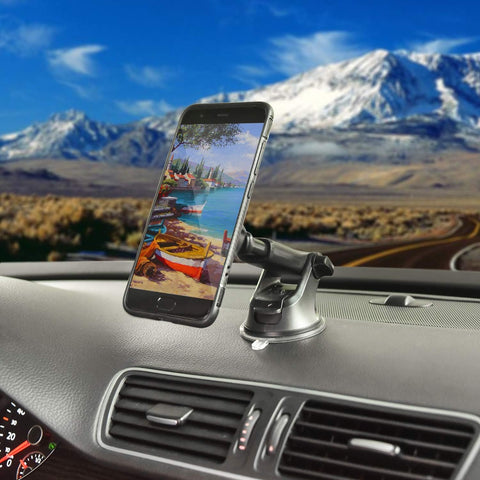 Magnetic Phone Holder for Car, Bling Dashboard/Windshield Sturdy Suction Cup Phone Holder, Crystal Magnetic Phone Mount[6 Strong Magnets & Adjustable Telescopic Arm] for All Smartphones