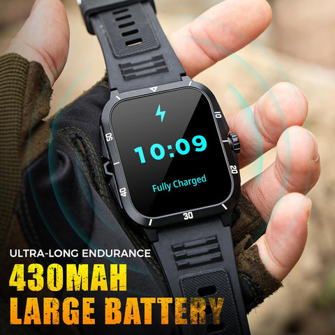 Military Smart Watch for Men 3ATM Waterproof Watch + Military Smart Watch for Men with Flashlight 3ATM Waterproof Watch 2.02'' Big Screen Fitness Tracker