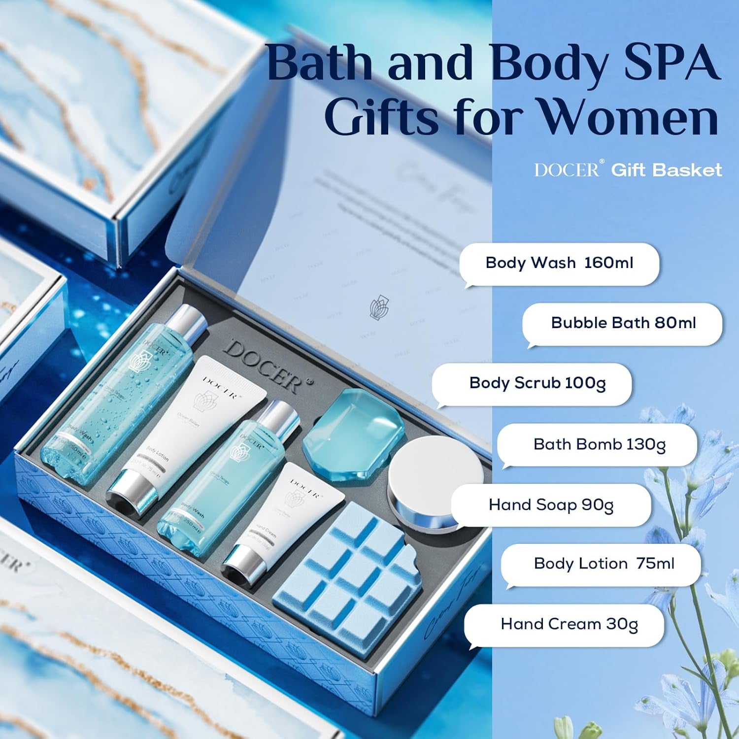 Birthday Gifts for Women, Self Care Gifts for Women, Ocean Spa Relaxation Gifts Box for Mom, Wife, Daughter, Sister, Best Friend, Teacher, Coworker