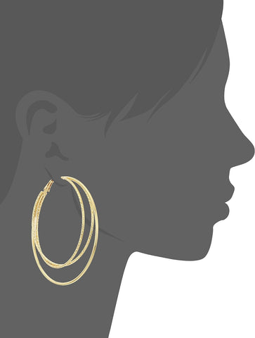 Smooth and Textured Wire Gold Hoop Earrings