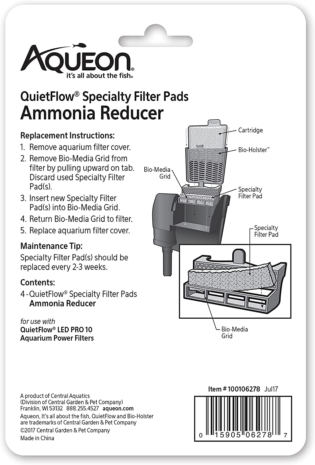 Quietflow LED PRO Ammonia Reducer 4 Count Filter Pads for Model 10