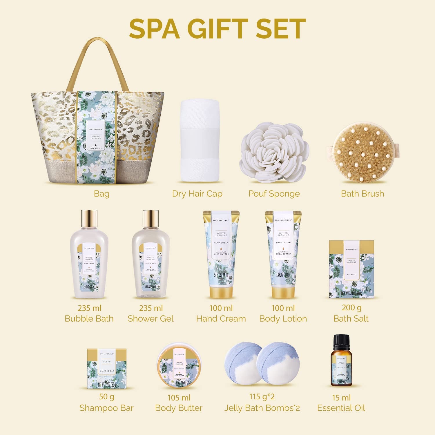 Spa Gift Baskets for Women -  Gift Set for Women, 15Pcs Luxury Relaxing Spa Kit with Bath Bombs, Hand Cream and Tote Bag, Birthday Gifts for Women, Valentines Day Spa Gifts for Women