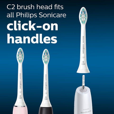 Genuine C2 Optimal Plaque Control Toothbrush Heads, 3 Brush Heads, White, HX9023/65