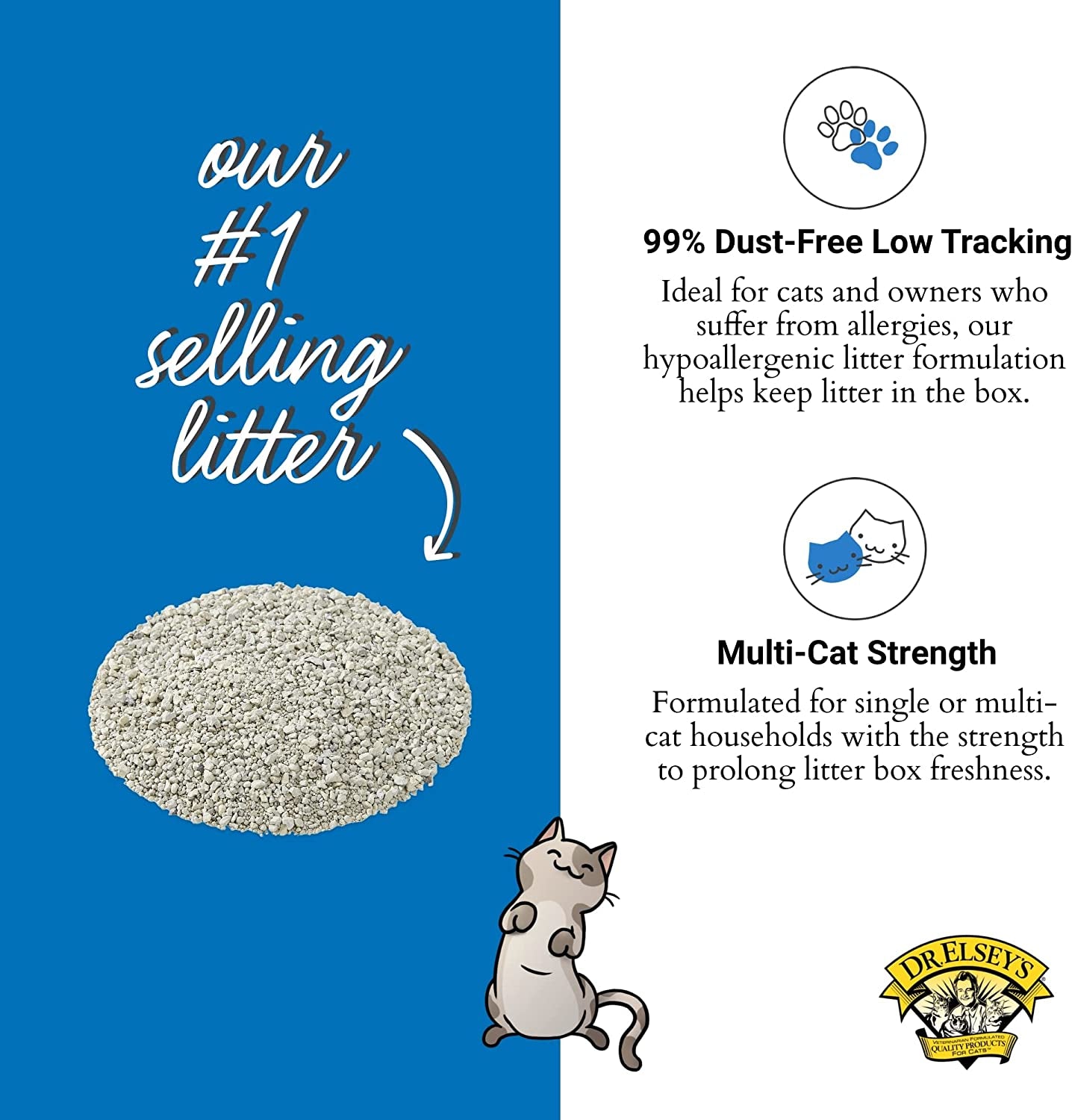 Dr. Elsey’S Premium Clumping Cat Litter - Ultra - 99.9% Dust-Free, Low Tracking, Hard Clumping, Superior Odor Control, Unscented & Natural Ingredients