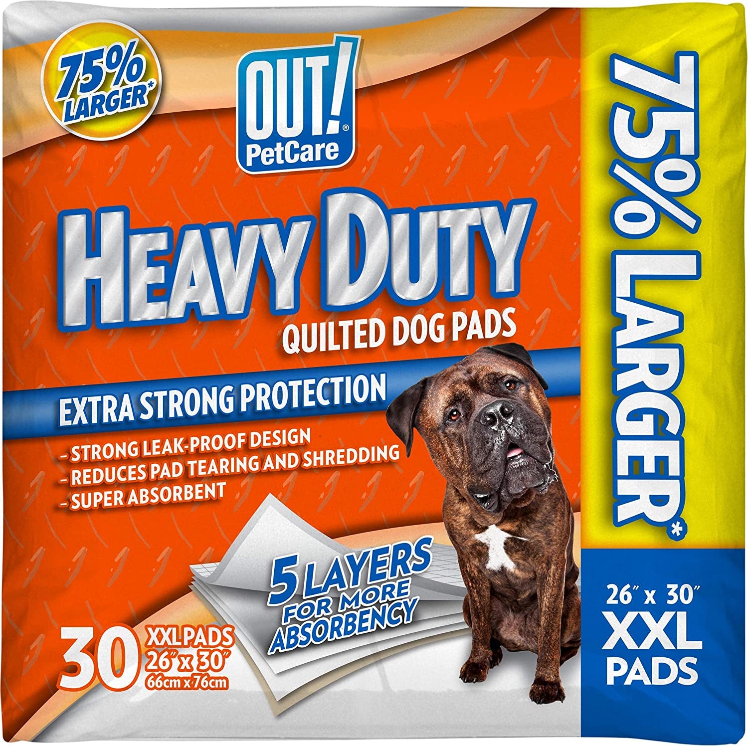 Heavy Duty XXL Dog Pads - Absorbent Pet Training and Puppy Pads - 26 X 30 in - 30 Count,White