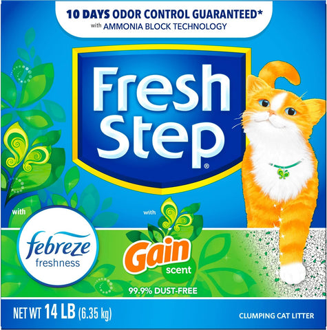 Clumping Cat Litter with Febreze Gain Scent, Activated Charcoal for Odor Control, 14 Pounds