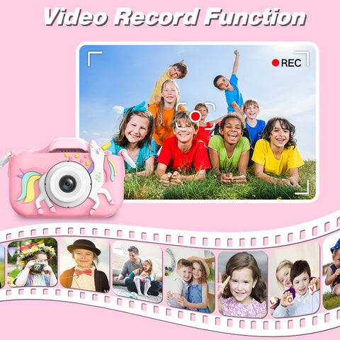 Kids Camera Toys for 3-8 Year Old Girls Boys,Children Digital Video Camcorder Camera with Cartoon Soft Silicone Cover, Best Chritmas Birthday Festival Gift for Kids - 32G SD Card Included