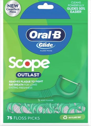 Glide Complete with Scope Outlast Mint Flavor Floss Picks 75 Count