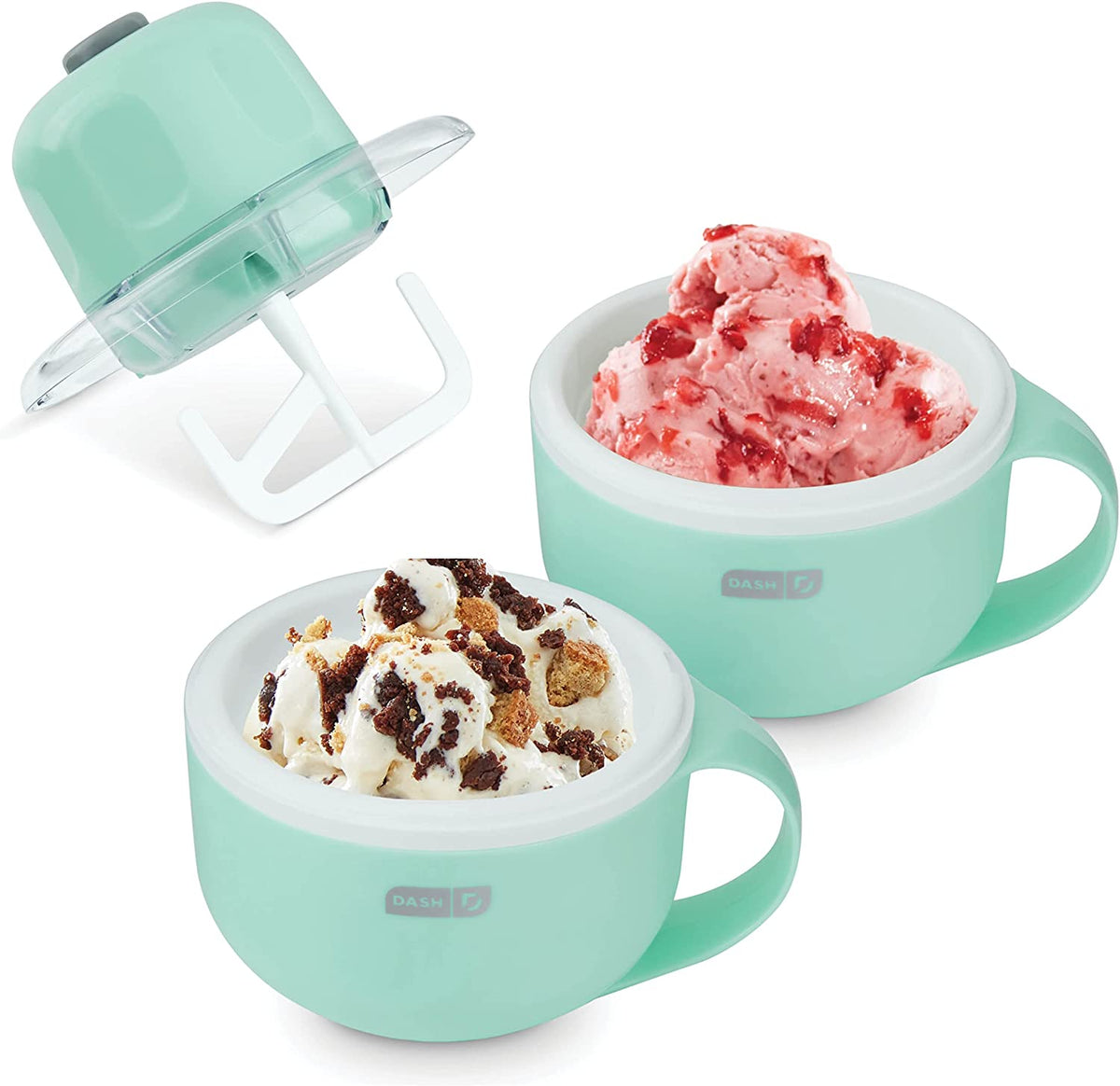 My Mug Ice Cream Maker Machine (Aqua): Multi-Purpose Soft Serve Ice Cream Machine with (2) Bowls for Homemade Gelato, Sorbet, Frozen Yogurt, Built-In Ingredient Chute, Easy to Clean and Store