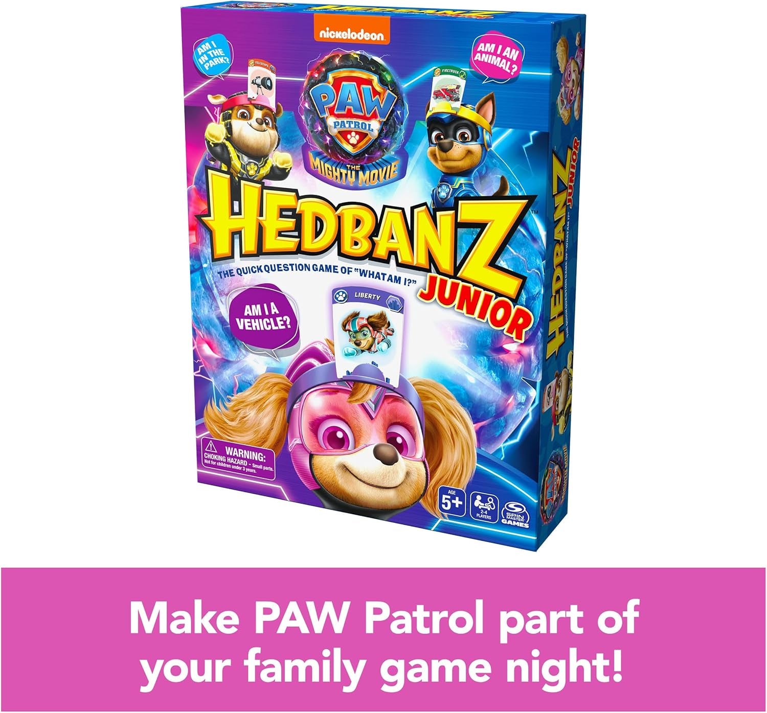 Hedbanz Junior PAW Patrol the Mighty Movie Game- Family Games Games for Family Game Night Kids Games Card Games for Families & Kids Ages 5 and Up