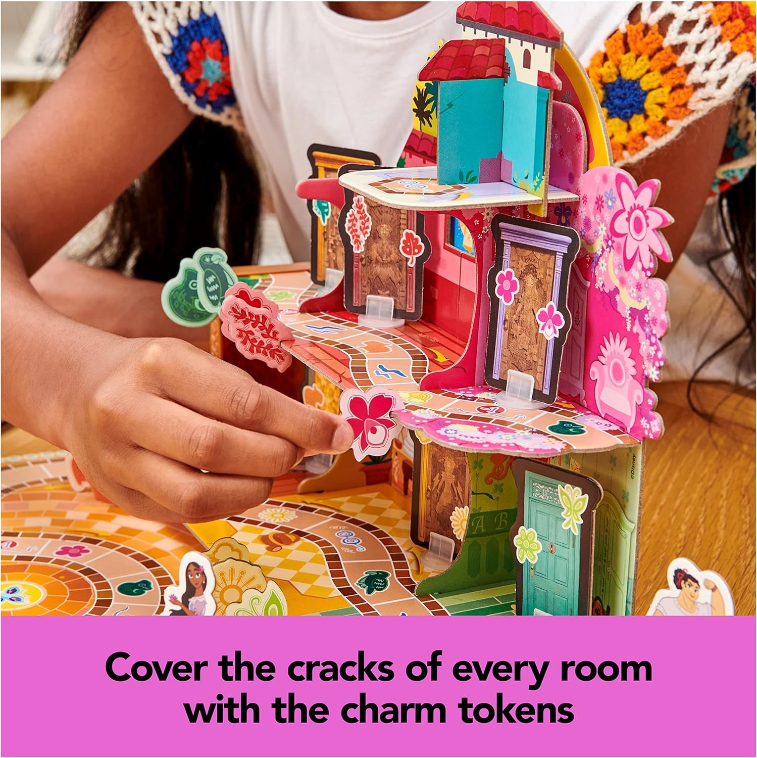 Disney Encanto, House of Charms Cute Easy Family Board Game with Magic Tokens Based on the Movie, for Kids Ages 5 and Up