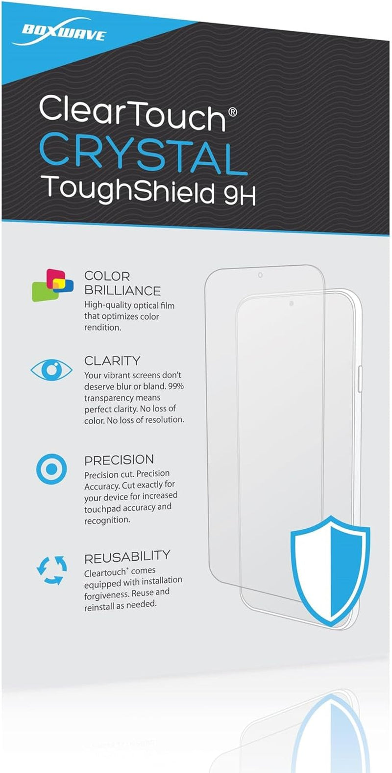 Screen Protector Compatible with Spade & Co Health Smartwatch 3 - Cleartouch Crystal Toughshield 9H (2-Pack), Clear 9H Tough Flexible Film Screen Protector