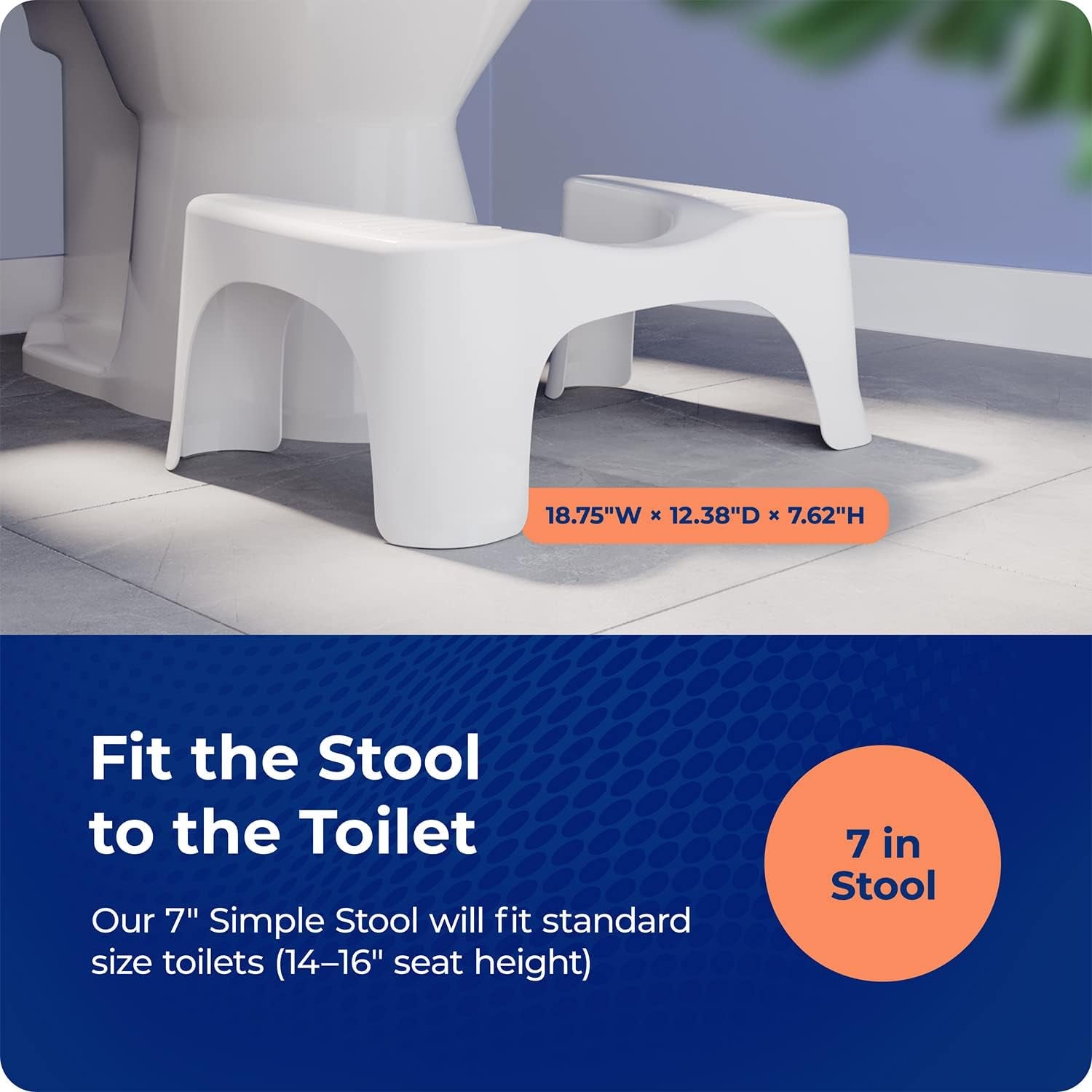 Simple Bathroom Toilet Stool, White, 7"