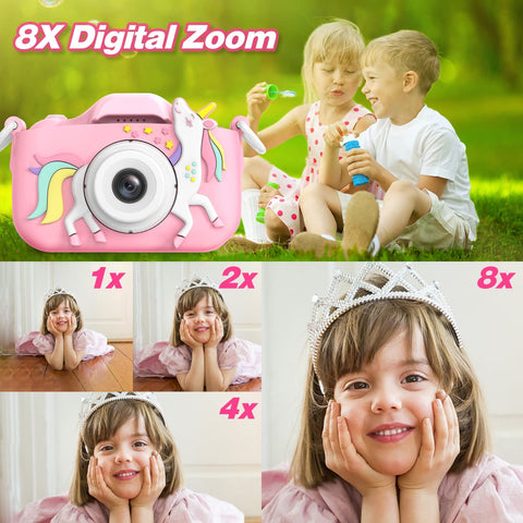 Kids Camera Toys for 3-8 Year Old Girls Boys,Children Digital Video Camcorder Camera with Cartoon Soft Silicone Cover, Best Chritmas Birthday Festival Gift for Kids - 32G SD Card Included