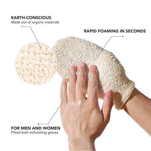 TADA Natural Beauty Exfoliating Gloves Shower, Body Scrubber, Body Massage and Body Scrubs for Bath and Shower