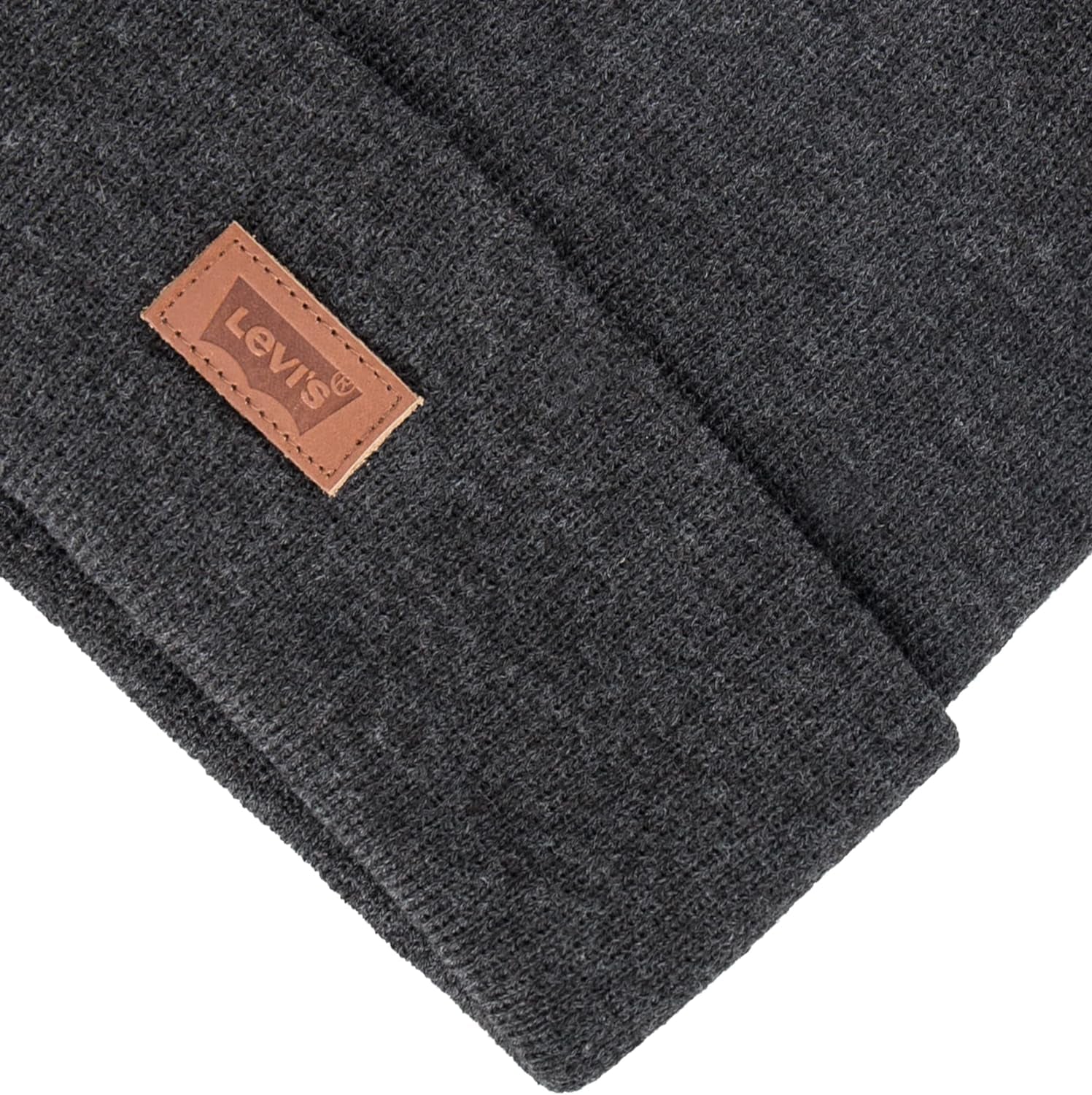 All Season Comfy Leather Logo Patch Cuffed Hero Beanie